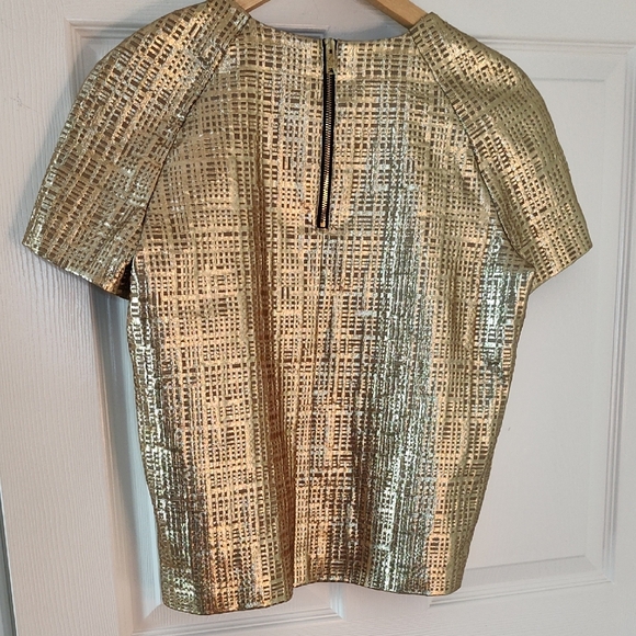 Dkny Gold Graphic Boxy Short Sleeve Blouse M - Picture 3 of 4